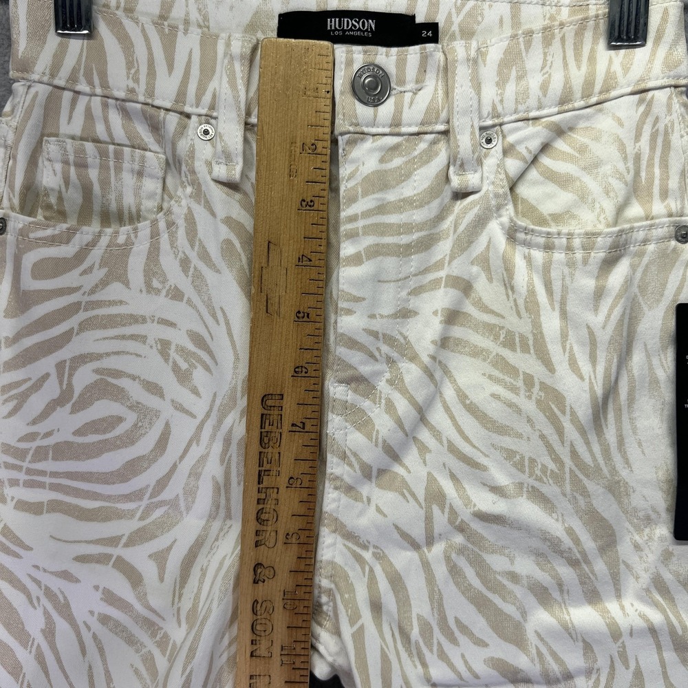Hudson Holly Straight Jean Womens 24x30 Beige White Animal Print High Rise Denim - Picture 5 of 10